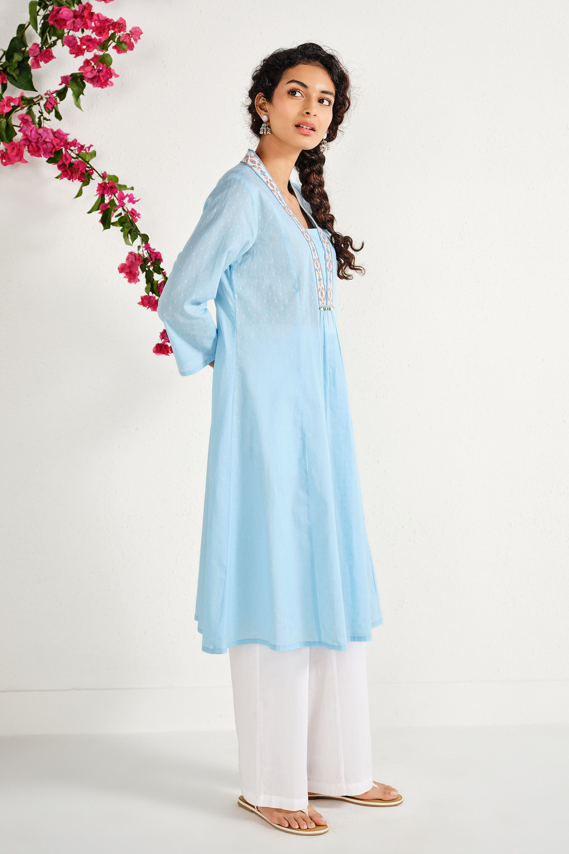 Mehroz Blue Kurta, Sky Blue, image 3